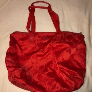 Nylon Orange Coach Weekender Bag